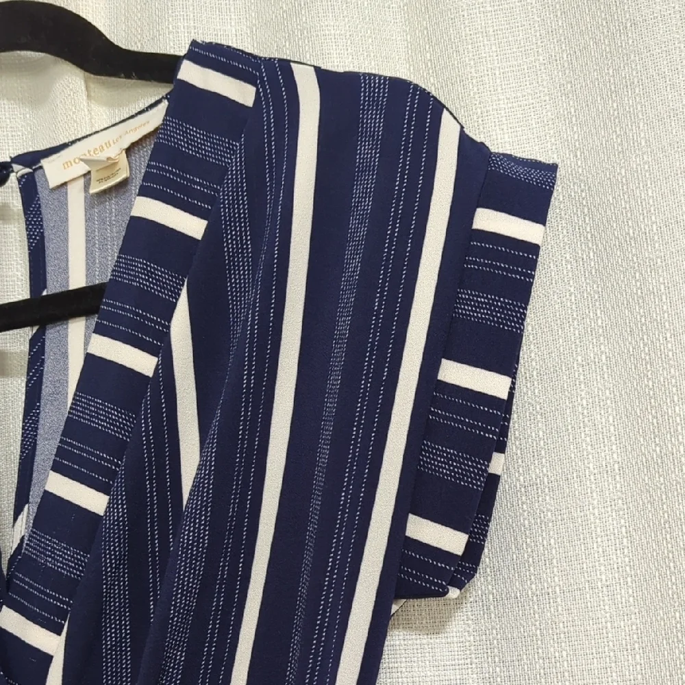 Monteau - Striped Navy Jumpsuit - Size XS - Picture 10 of 16